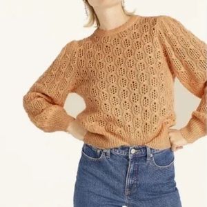 J Crew | Women's Balloon-sleeve cable-knit sweater Item BD619 | Camel | S